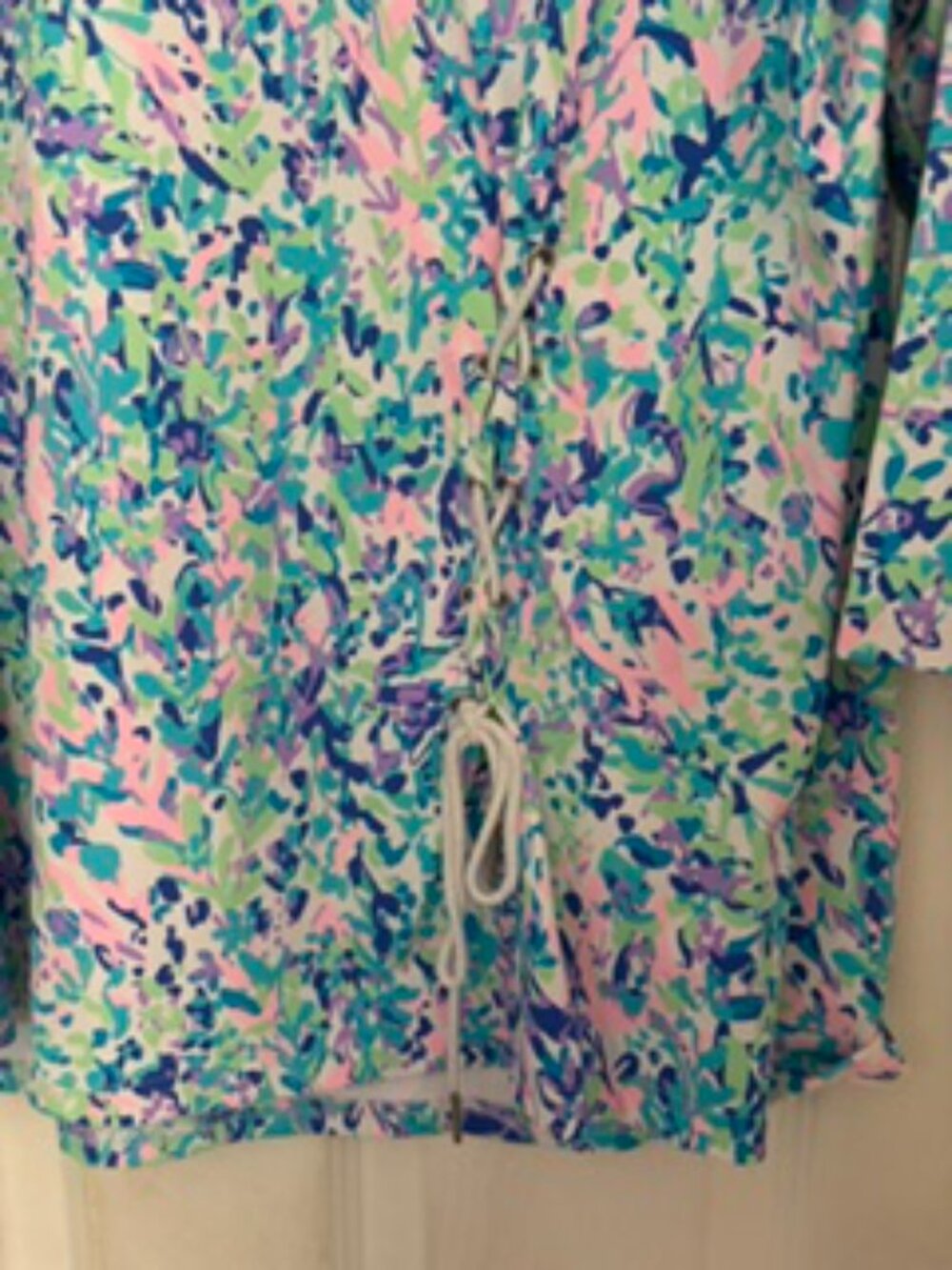 Lulu-B Floral Print Tunic Top in Blue, Pink, Green - Picture 2 of 2